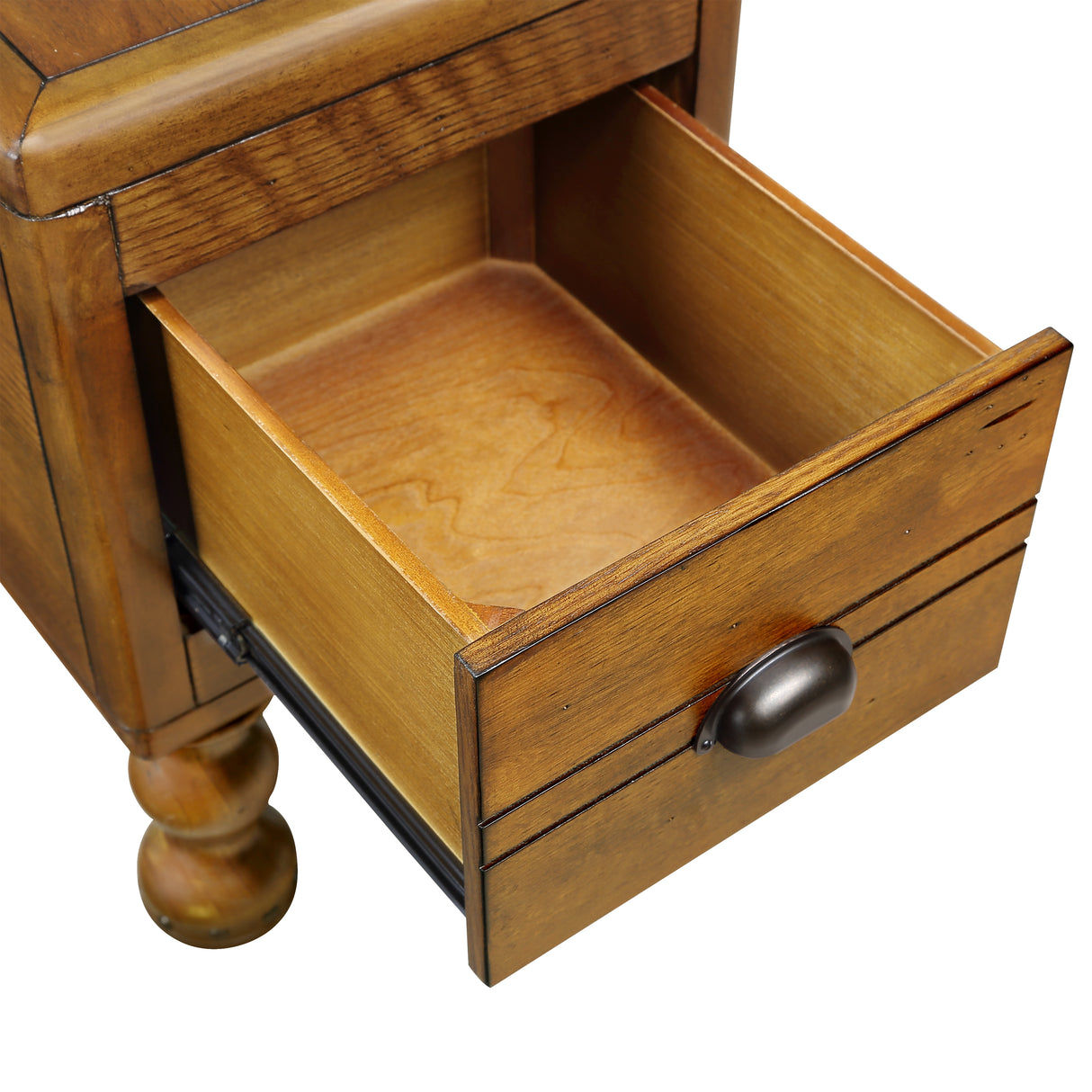 Solid wood end table, rectangular 23.6 inch narrow edge table with drawers, vintage bedside table， Antique Brown - V.I.P Digital Presence