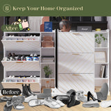 Shoe Cabinet with 3 Flip Drawers & Open Shelves, Modern Entryway Shoe Storage Cabinet Slim, Narrow Hidden Shoe Rack for Heels - V.I.P Digital Presence
