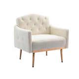 COOLMORE modern style armchair, plush decorative fabric armchair with golden metal legs (white teddy bear) - V.I.P Digital Presence