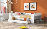 Upholstered Daybed with Trundle, Wood Slat Support,Upholstered Frame Sofa Bed Twin Blue - V.I.P Digital Presence