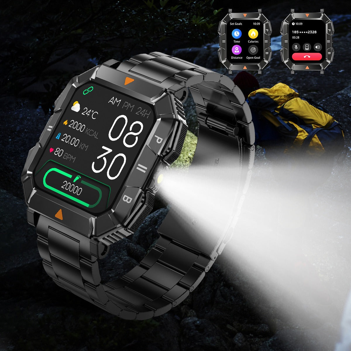 YK03 smartwatch Bluetooth call flashlight sports waterproof heart rate blood oxygen health monitoring - V.I.P Digital Presence