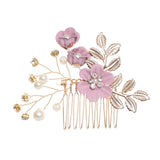 Luxury Blue Flower Hair Combs Headdress Prom Bridal Wedding Hair Accessories Gold Leaves Hair Jewelry Hair Pins - V.I.P Digital Presence
