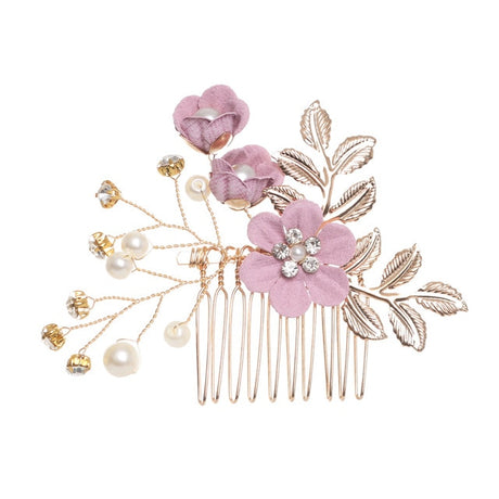 Luxury Blue Flower Hair Combs Headdress Prom Bridal Wedding Hair Accessories Gold Leaves Hair Jewelry Hair Pins - V.I.P Digital Presence