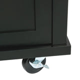 Kitchen trolley with rubber wood leaf countertop, 5-wheel kitchen island, storage cabinet and 3 dining drawers, black - V.I.P Digital Presence