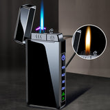 Gas electric triple fire metal windproof inflatable charging lighter personalized and creative trendy gift for boyfriend - V.I.P Digital Presence