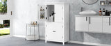 Bathroom floor storage cabinet, bathroom storage unit, 4-door independent cabinet, adjustable shelf, adaptive shelf, white - V.I.P Digital Presence