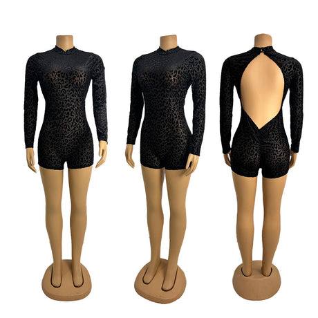 Sexy Jumpsuit  Sexy Transparent Leopard Backless Design - V.I.P Digital Presence