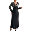 Sexy Retro Lace Splicing Long Sleeve V-neck Dress for Evening and Date - V.I.P Digital Presence