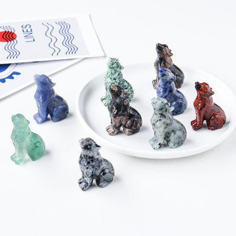 Natural crystal wolf cub carving piece, crystal animal raw stone, mineral specimen, home decoration ornament - V.I.P Digital Presence