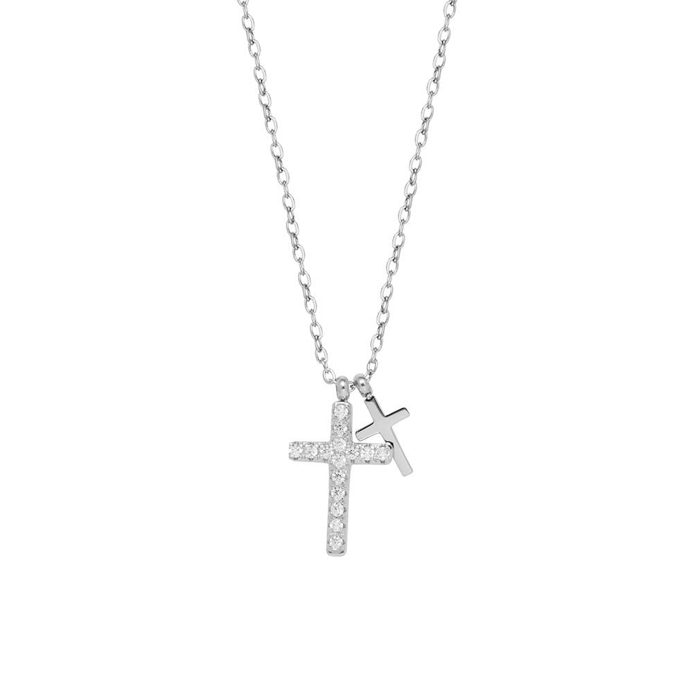 Full diamond hip-hop fashion cross necklace with micro inlaid collarbone chain titanium steel silver non fading women's style - V.I.P Digital Presence