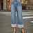 Straight leg jeans women's retro rolled edge high waisted pants - V.I.P Digital Presence