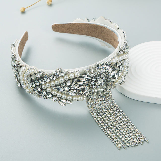 Hair Hoop Fashion French Palace Style Pearl Tassel Bangs Hair Cave High Quality Temperament All-Match Hair Hoop Hair Accessories - V.I.P Digital Presence