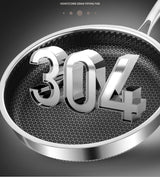 304 stainless steel honeycomb frying pan, non stick, household flat bottomed pan for frying steak, pancakes, and fried eggs, pan - V.I.P Digital Presence