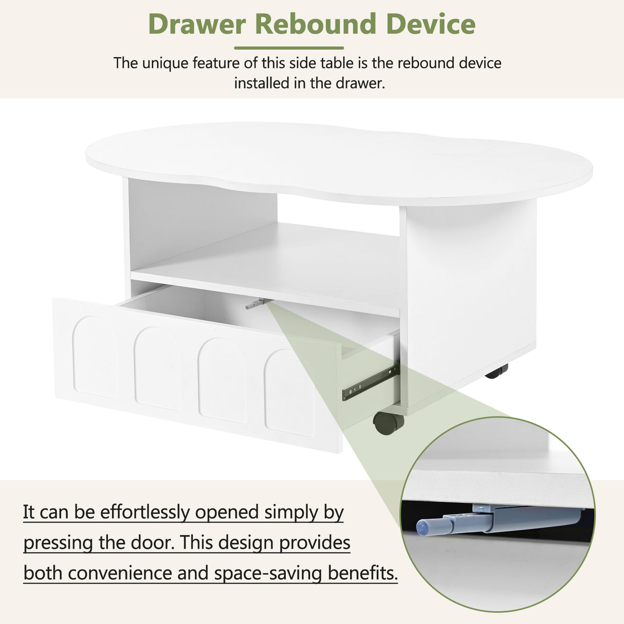 ON-TRANS flexible cream style coffee table with 2 brake wheels, drawers, large storage space, white, 39.37 '' x 23.6 '' - V.I.P Digital Presence