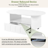 ON-TRANS flexible cream style coffee table with 2 brake wheels, drawers, large storage space, white, 39.37 '' x 23.6 '' - V.I.P Digital Presence