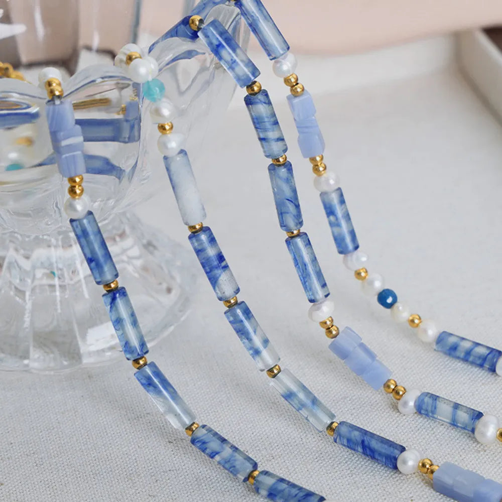 Freshwater Pearl Titanium Steel Geometric Bead Necklace - V.I.P Digital Presence