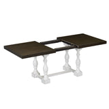 Traditional 6-Piece 78inch Trestle Extendable Dining Table Set with One 18inch Removable Leaf Distressed White - V.I.P Digital Presence