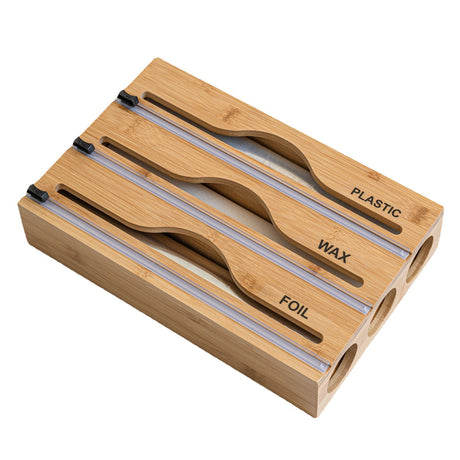 Simple wall-mounted bamboo and wood cling film cutter kitchen supplies multi-grid multi-layer scribing knife two-way cutter - V.I.P Digital Presence