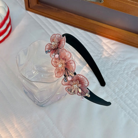 Handmade Fashion Embroidered Crystal Flower Hair Hoops for Women - V.I.P Digital Presence