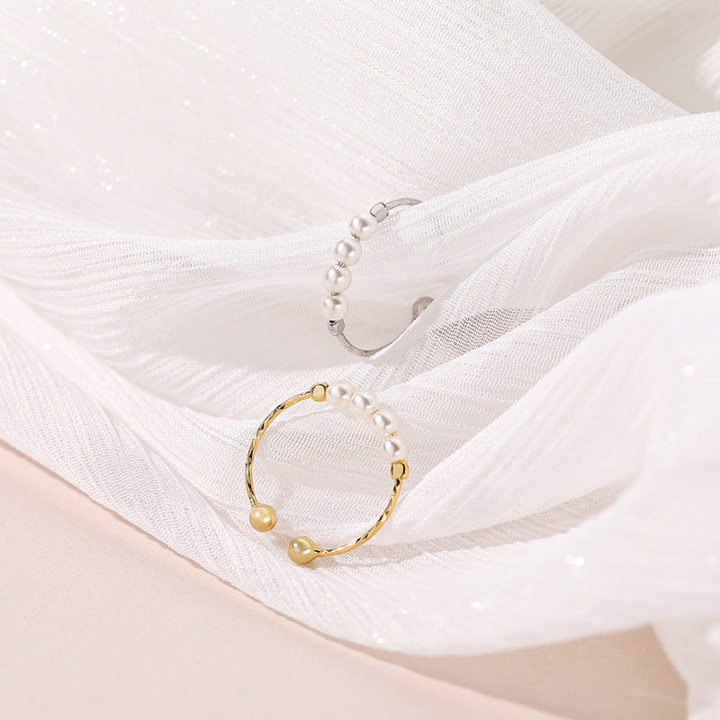 Retro imitation pearl ring women's magic decoration ring pure silver joint ring - V.I.P Digital Presence