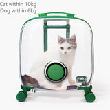 Rolling Pet Travel Trolley with Wheel, Transparent Capsule, Pink, Green, Puppies, Dogs, Cat Carriers Bag, 5-20Kg - V.I.P Digital Presence