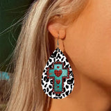 PU Leather Iron Hook Teardrop Earrings - V.I.P Digital Presence