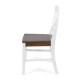 Roshan Farmhouse Acacia Wood Dining Chairs, White / Walnut (Set of 2) - V.I.P Digital Presence