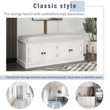 TREXM storage table with 4 adjustable doors and shelves, detachable padded shoe stand (white) - V.I.P Digital Presence