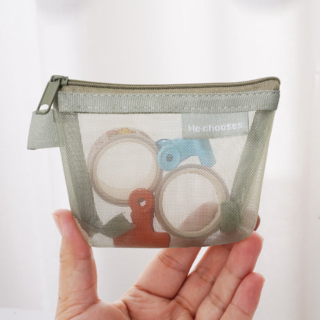Simple three-dimensional triangle mesh coin key earphone storage bag transparent storage bag - V.I.P Digital Presence