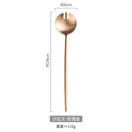304 stainless steel salad spoon fork ins style Portuguese split spoon fork hotel shared spoon - V.I.P Digital Presence