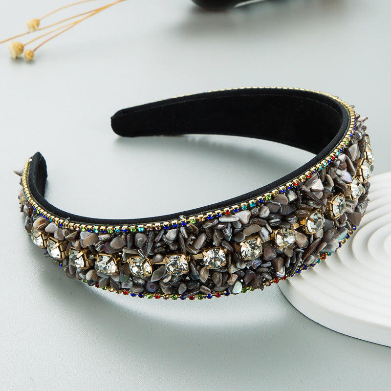 Fashion Design Colorful Turquoise Set Diamond Wide Edge Fabric Candy Color Headband Versatile Headwear - V.I.P Digital Presence