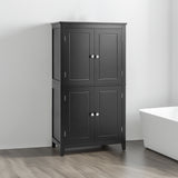 Bathroom floor storage cabinet, bathroom storage cabinet, 4-door independent cabinet, adjustable shelf, adaptive shelf, black - V.I.P Digital Presence