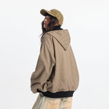 Double-sided Wear Hooded Cardigan Unisex Spring and Autumn Casual Loose Fit Plaid Short Jacket Two-Way Wearing - V.I.P Digital Presence