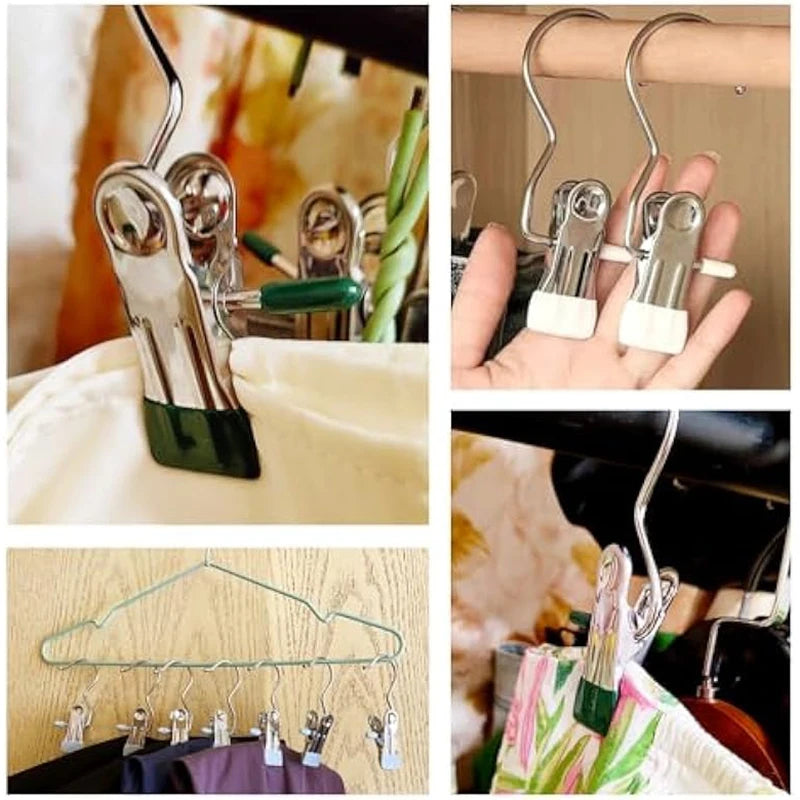 10pcs Stainless Steel Clothespins Laundry Clothes Pegs With Hook Portable Hanging Clothes Clip Wardrobe Clothes Organizer Hanger - V.I.P Digital Presence