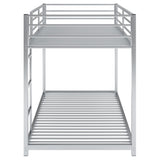 Twin over Twin Metal Bunk Bed, Low Bunk Bed with Ladder Silver