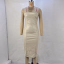 Women's Solid Color PU Leather Sexy Strapless Waist-Cinching Bodycon Dress - V.I.P Digital Presence