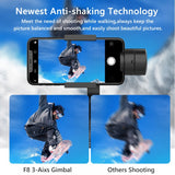 F8 mobile phone camera stabilizer handheld three-axis anti shake platform Tiktok live broadcast tripod short video camera stabilizer - V.I.P Digital Presence
