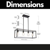 Pendant Lighting 4 Light Industrial Vintage Open Frame Rectangle Chandeliers Modern Black Linear Cage Ceiling Light Fixture - V.I.P Digital Presence