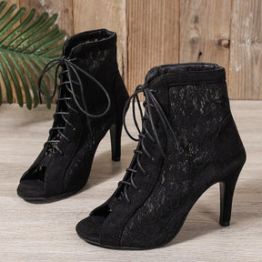 Sandals hollowed out shoes front strap with fish mouth ultra-high slim heel high-heeled cool boots - V.I.P Digital Presence