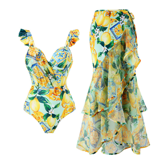 Conjoined conservative fly edge cover belly slimming sexy skirt style swimsuit women's wrapped skirt set - V.I.P Digital Presence