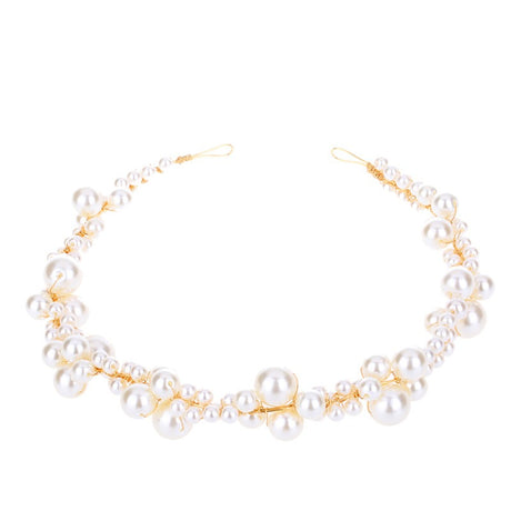 Handmade pearl twisted bead beaded soft chain headband headwear - V.I.P Digital Presence