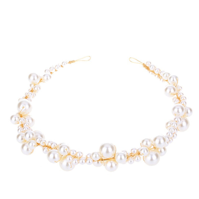 Handmade pearl twisted bead beaded soft chain headband headwear - V.I.P Digital Presence