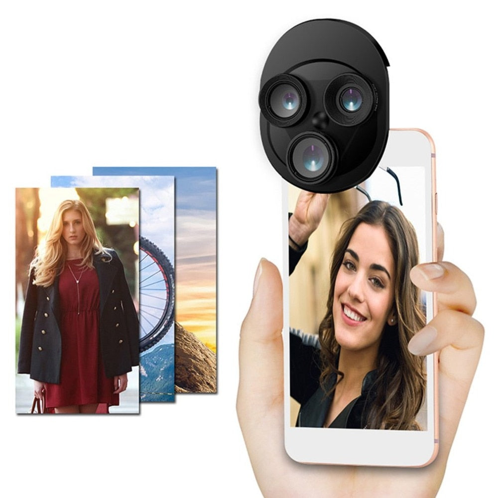 3 In 1 Mobile Phone Lens Set Professional Integral Turntable External Use Wide Angle + Fish Eye + Macro Camera Lens Set - V.I.P Digital Presence