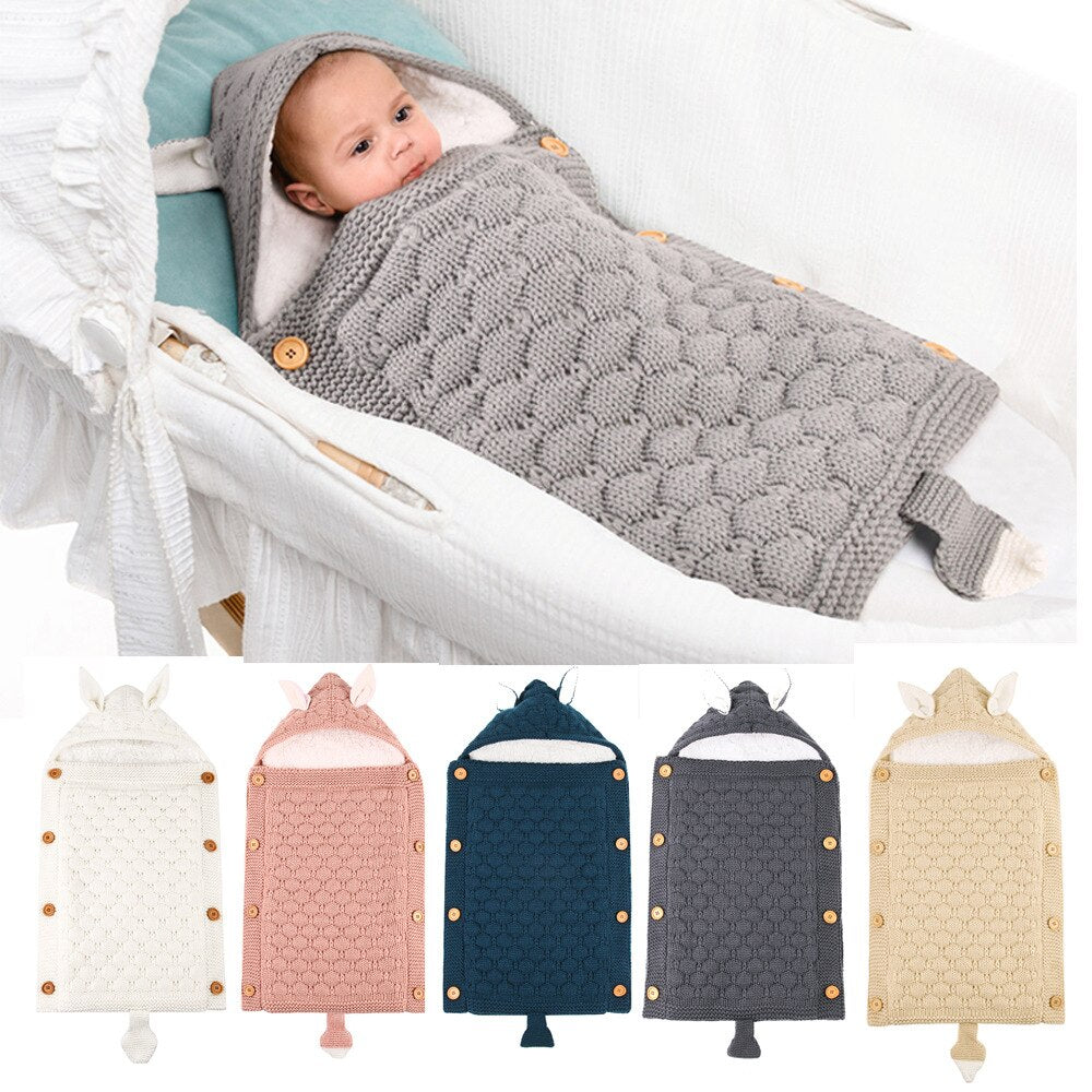 Baby Sleeping Bag Newborn Winter Warm Infant Button Knit Swaddle Wrap Swaddling Stroller  Toddler Blanket Envelope Sleepsacks - V.I.P Digital Presence