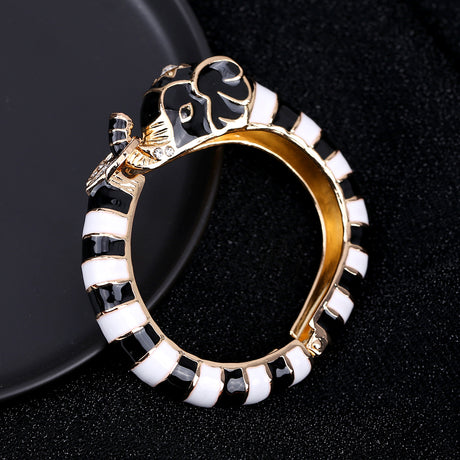 European and American fashion jewelry elephant enamel oil drip alloy open bracelet - V.I.P Digital Presence