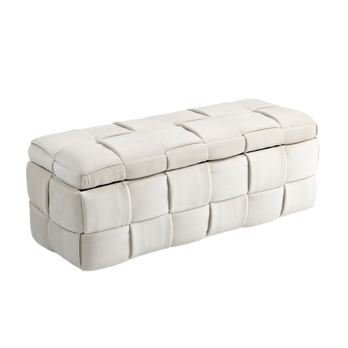 COOLMOR storage Ottoman chair, bedroom end stool, cushioned fabric entrance cushioned footstool with safety hinge (beige) - V.I.P Digital Presence