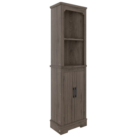 Tall Corner Cabinet with Doors for living room, bathroom,Dining Room or Kitchen,color:Dark walnut - V.I.P Digital Presence