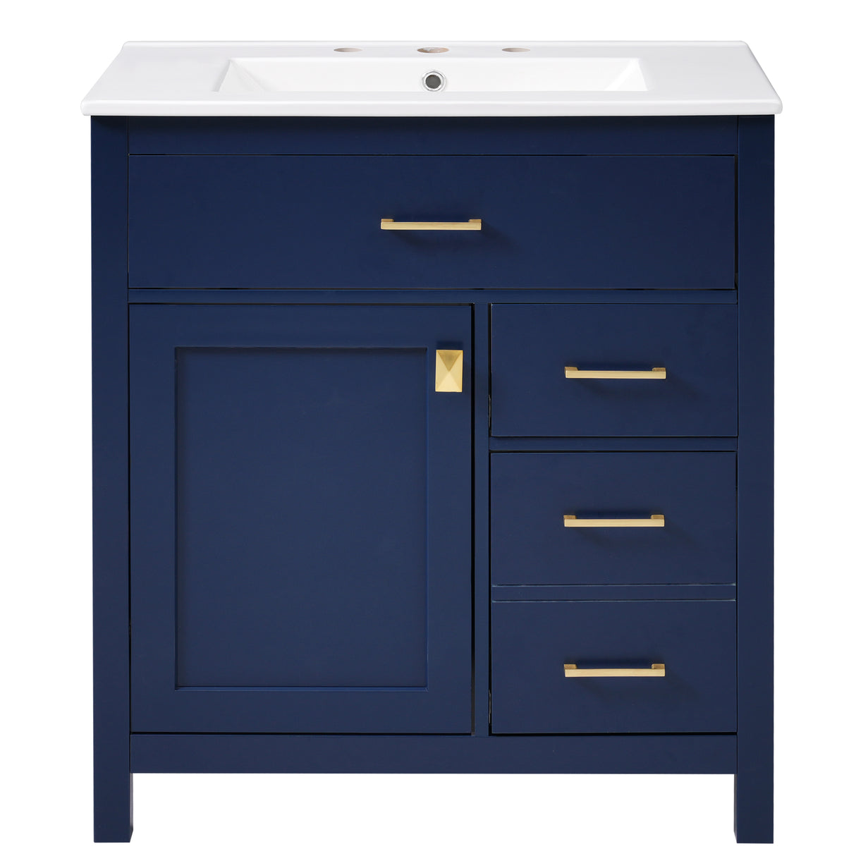 30-Inch Blue Bathroom Vanity with Ceramic Sink and Ample Storage - Ideal Choice for Small Bathrooms - V.I.P Digital Presence