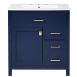 30-Inch Blue Bathroom Vanity with Ceramic Sink and Ample Storage - Ideal Choice for Small Bathrooms - V.I.P Digital Presence