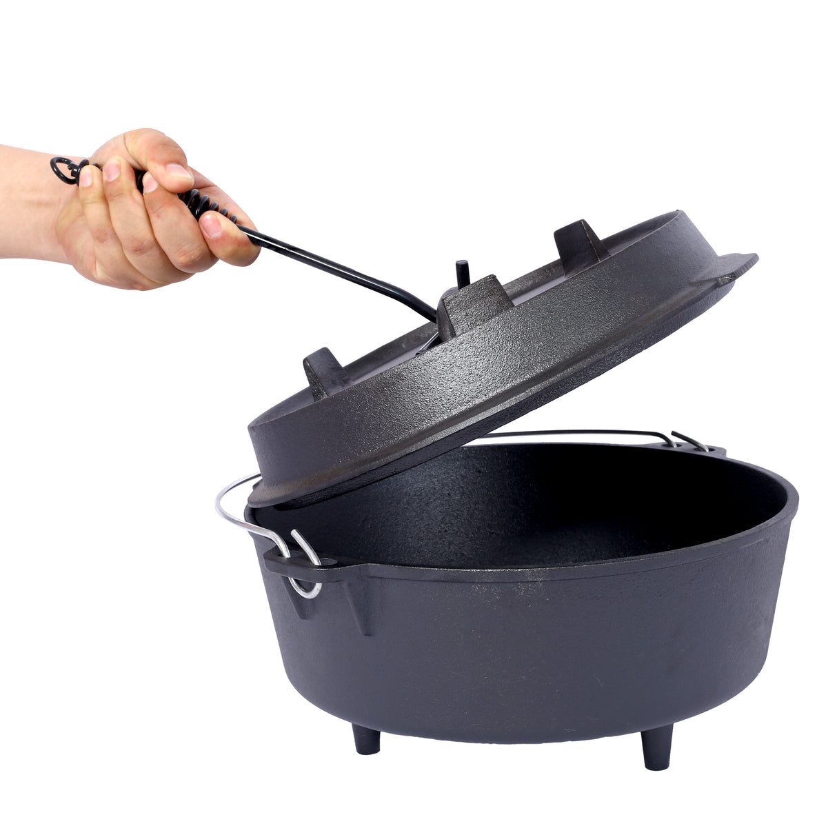 ast iron Dutch oven with lid, outdoor camping deep pot, used for camping, cooking, barbecue and leg rest,  12 Quart - V.I.P Digital Presence